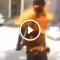 Horrifying moment man engulfed in a ball of flames after his phone catches fire in his pocket